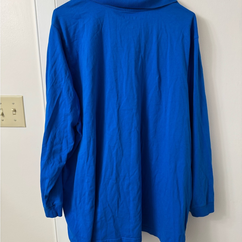 Woman Within Vibrant Blue Collared Shirt - Picture 3 of 3